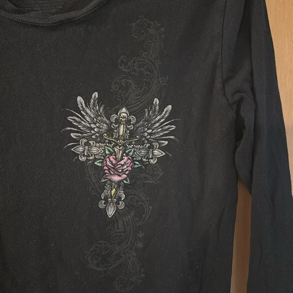 Stranded Women’s Long Sleeve Y2K Wings Tee T-Shirt Black Size Large - Picture 4 of 9